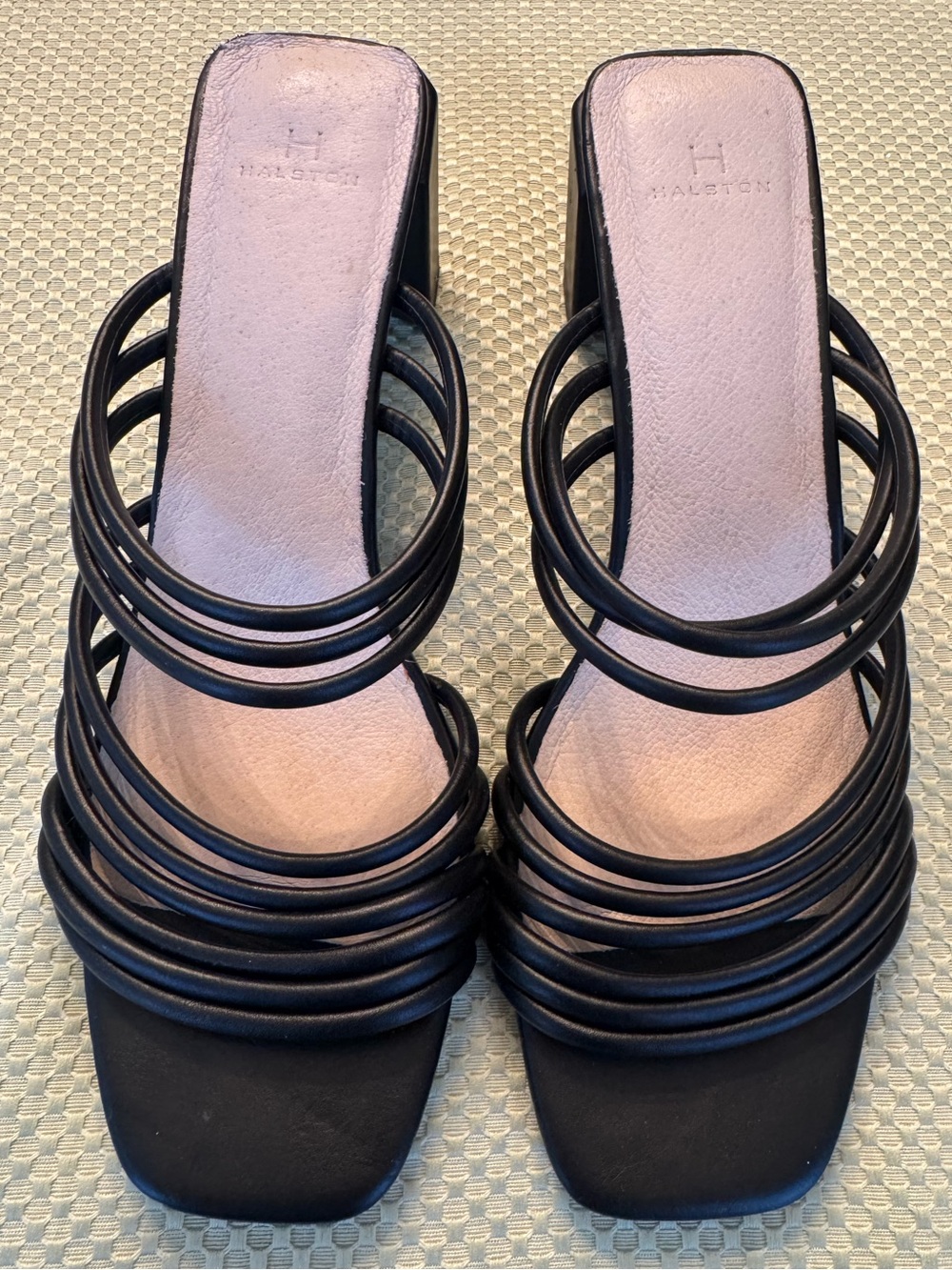 Halston Heritage Size 10 (EUR 40) Black Multi-Strap Slide Mules. EUC WORN 1 TIME